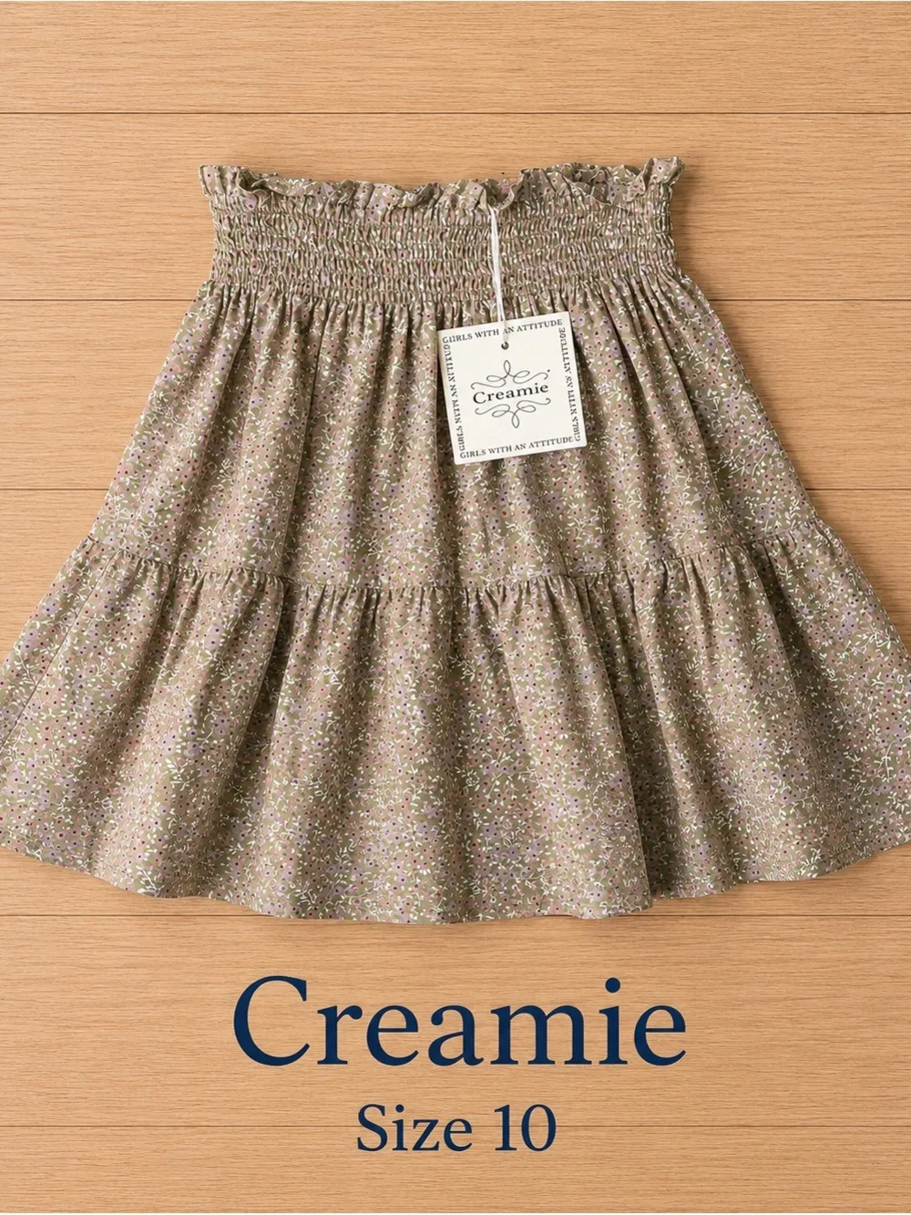 Olive Floral Tiered Skirt - kids
